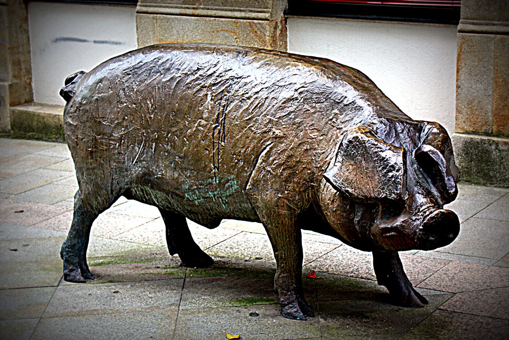 Ampliar: Escultura Porco en Lalín